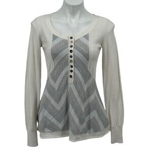 Free People Women's Lambswool Modal SZ S Sweater Henley Boho Cozy Rustic Country